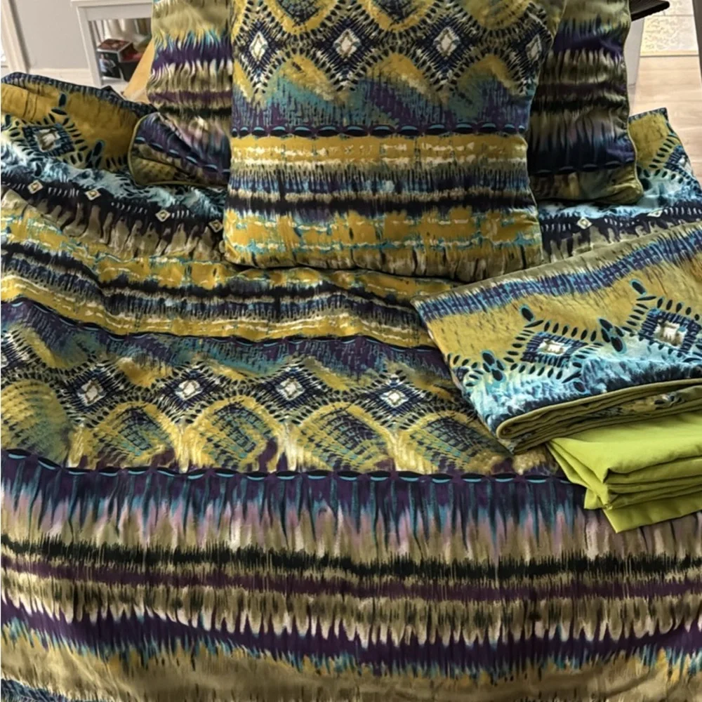 RT-DESIGNERS COLLECTION BOHEMIAN ABSTRACT COMFORTER 6-PIECE SET ACCENT PILLOW